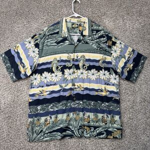 Vintage Tommy Bahama Shirt Men's Large Mermaid Hawaiian "Life is a Long Weekend"